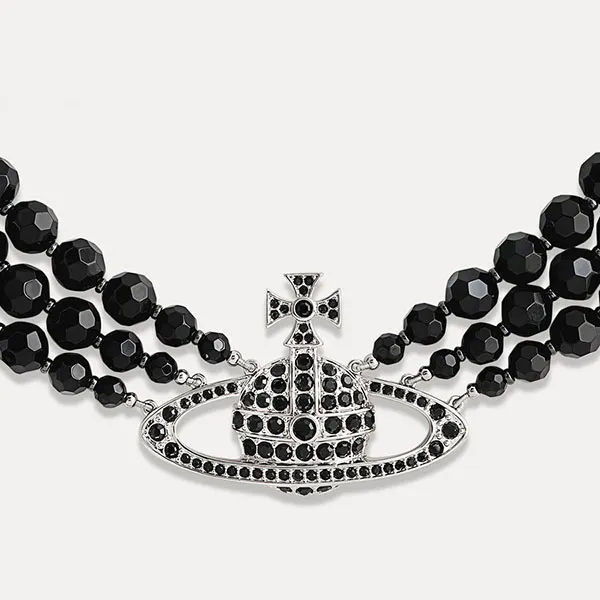 Dây Chuyền Vivienne Westwood Messaline Three Row Choker Màu Đen - Trang sức - Vua Hàng Hiệu