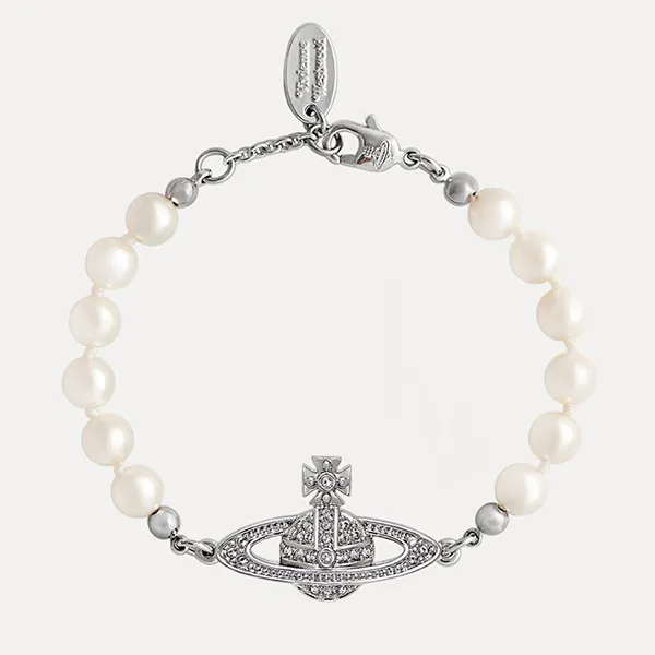 Vòng Đeo Tay Nữ Vivienne Westwood Mini Bas Relief Pearl Chain Bracelet Màu Bạc - Trang sức - Vua Hàng Hiệu