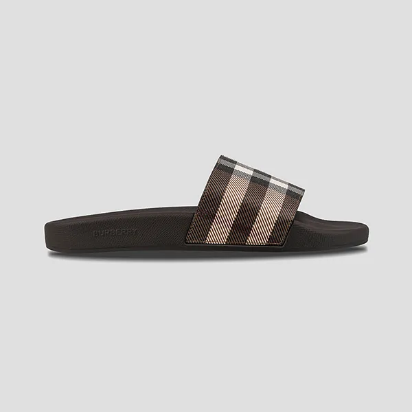 Dép Burberry Check Print Dark Birch Brown 80481951 Màu Nâu Size 42