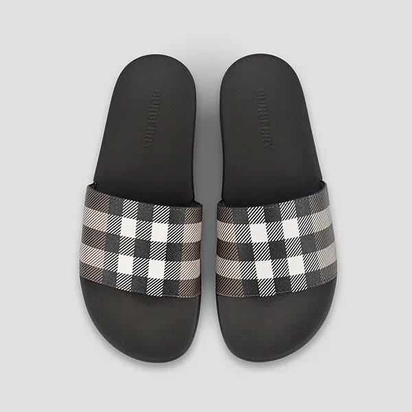 Dép Burberry Check Print Dark Birch Brown 80481951 Màu Nâu Size 42