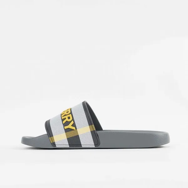 Dép Burberry Furley Logo Slide Sandal In Gray Màu Xám Size 39