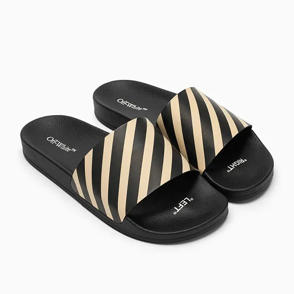 Dép Off-White Multicolor Diag Stripe Printed OMIC011C99MAT0021061 Màu Đen Vàng Size 40