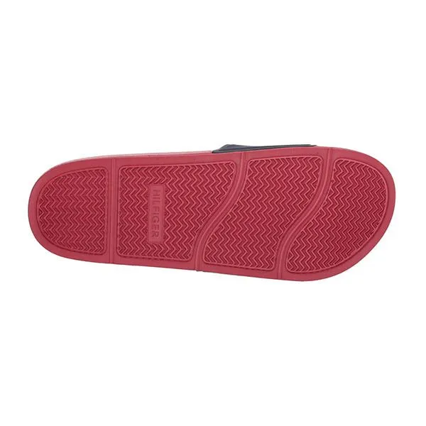 Dép Tommy Hilfiger Men's Eastern Slide Sandal Màu Đen Đỏ Size 44.5