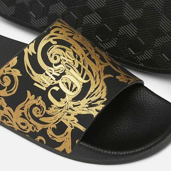 Dép Versace Logo Couture Slides 74YA3SQ4 ZS365 Màu Đen Vàng Size 39