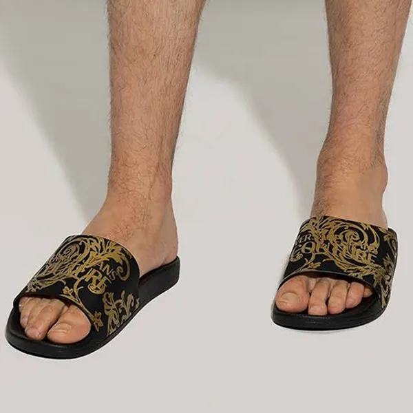 Dép Versace Logo Couture Slides 74YA3SQ4 ZS365 Màu Đen Vàng Size 39