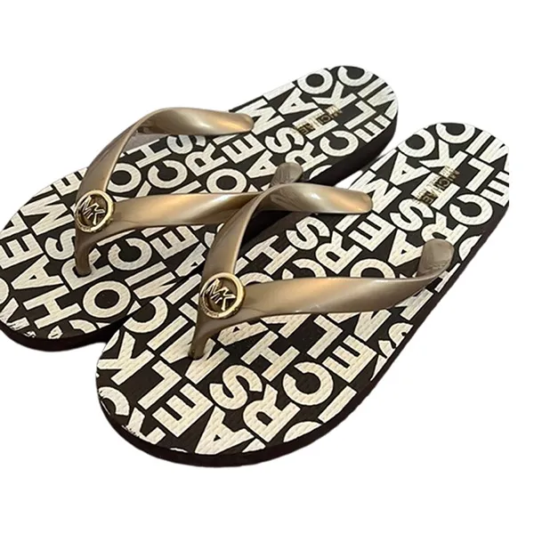 Dép Xỏ Ngón Michael Kors MK Jet Set MK Logo Flip Flops Phối Màu Size 38.5