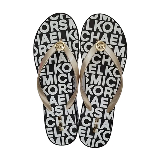Dép Xỏ Ngón Michael Kors MK Jet Set MK Logo Flip Flops Phối Màu Size 38.5