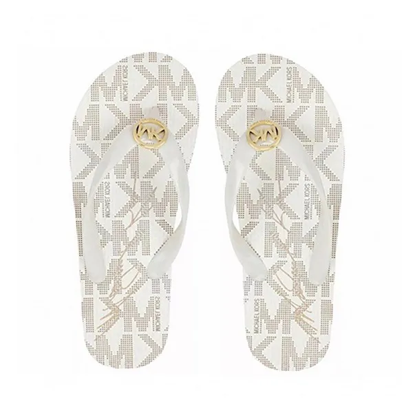 Dép Xỏ Ngón Michael Kors MK Jet Set Rubber Flip Flops Màu Trắng Size 37
