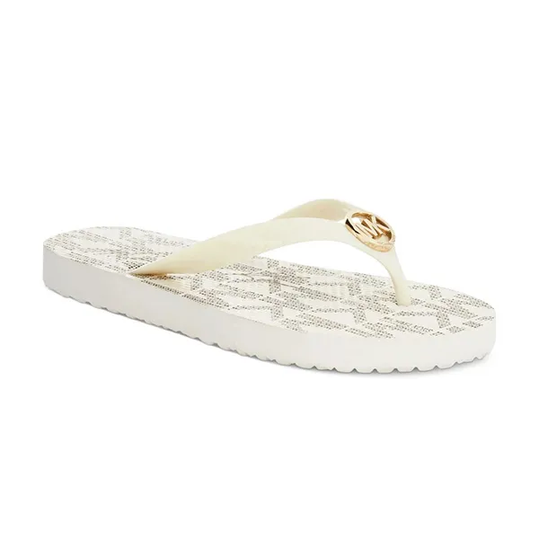 Dép Xỏ Ngón Michael Kors MK Jet Set Rubber Flip Flops Màu Trắng Size 37