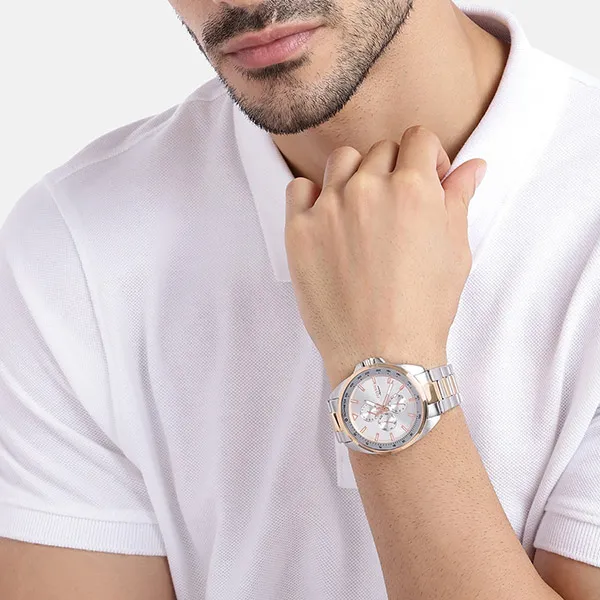 Đồng Hồ Đôi Fossil Multifunction Two-Tone Stainless Steel Watch Set BQ2642SET Màu Bạc Phối Vàng Hồng