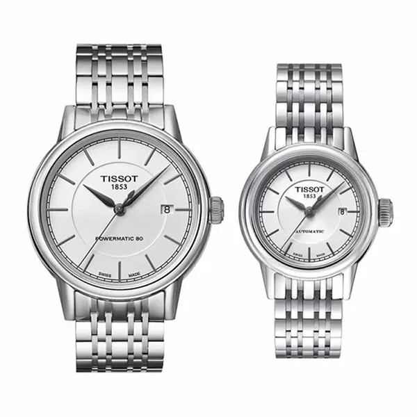 Đồng Hồ Đôi Tissot Carson Automatic T085.407.11.011.00 Và T085.207.11.011.00 Màu Bạc