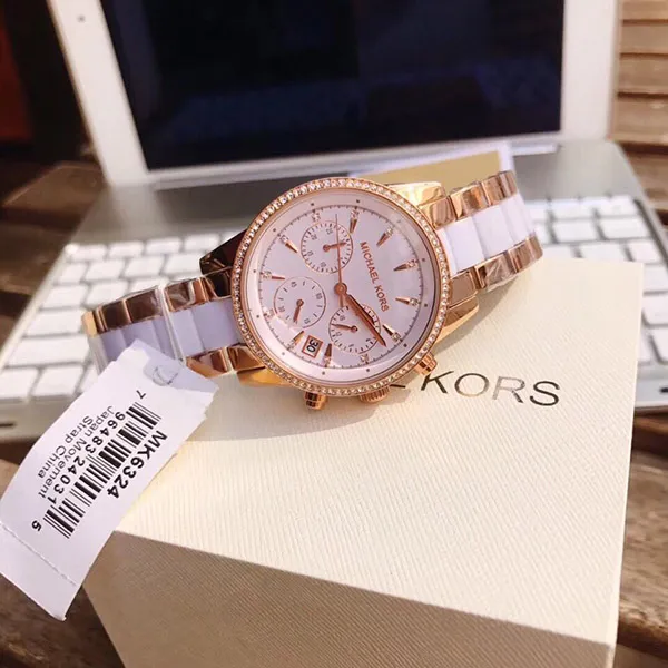 Đồng Hồ Nữ Michael Kors Chronograph Quartz MK6324 Màu Vàng - Trắng