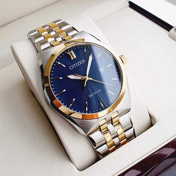 Đồng Hồ Nam Citizen BM7334-58L Eco Drive Kính Khoáng Size Mặt 40mm Demi Vàng - Bạc