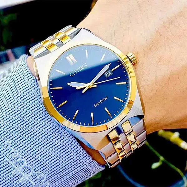 Đồng Hồ Nam Citizen BM7334-58L Eco Drive Kính Khoáng Size Mặt 40mm Demi Vàng - Bạc