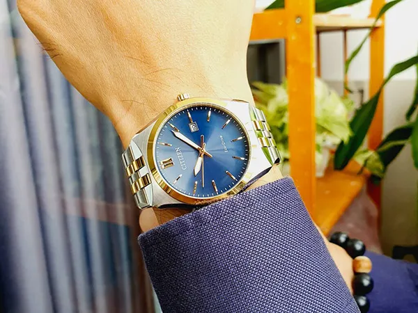 Đồng Hồ Nam Citizen BM7334-58L Eco Drive Kính Khoáng Size Mặt 40mm Demi Vàng - Bạc