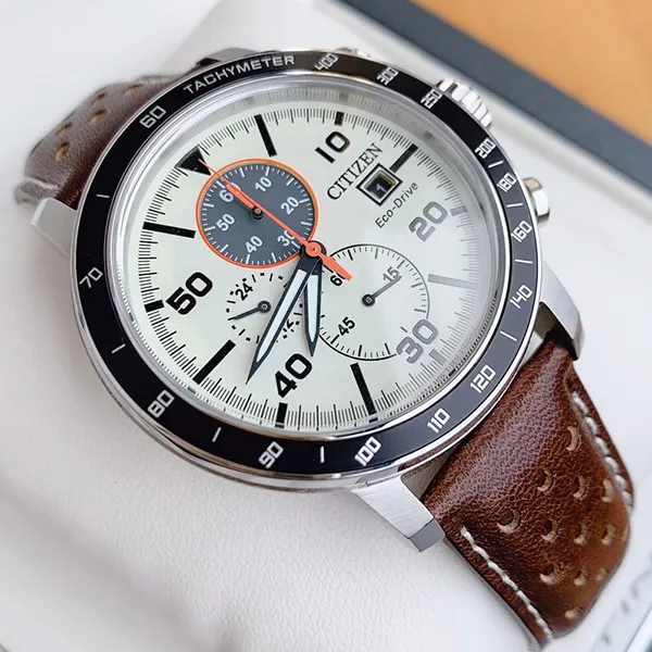 Đồng Hồ Nam Citizen CA0649-06X Eco-Drive Brycen Chronograph Màu Trắng Đen