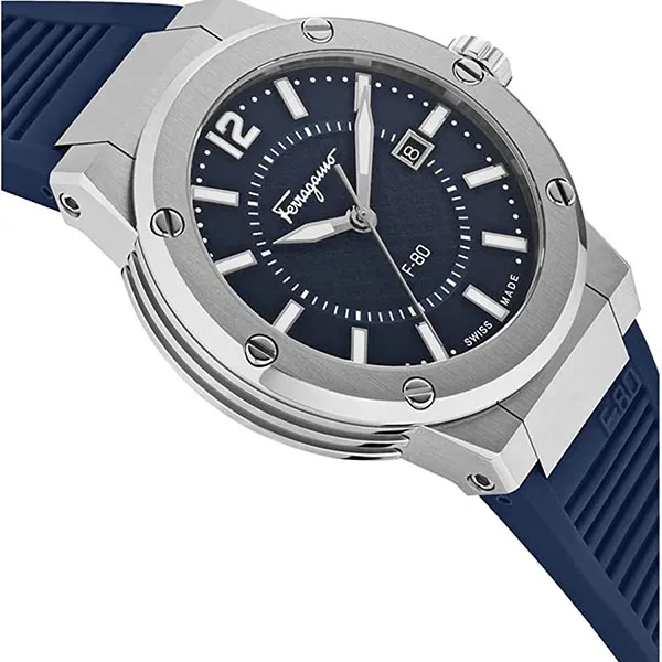 Đồng Hồ Nam Salvatore Ferragamo F-80 Watch 44mm SFHY01022 Màu Xanh Bạc