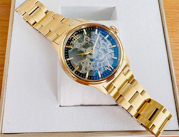 Đồng Hồ Nam Thomas Earnshaw Bauer Shadow Mechanical Skeleton Gold Mist Màu Vàng Gold