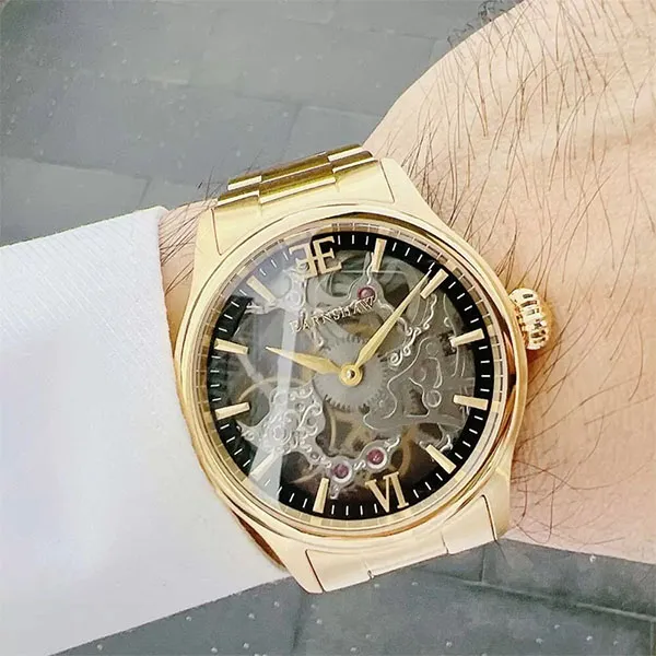 Đồng Hồ Nam Thomas Earnshaw Bauer Shadow Mechanical Skeleton Gold Mist Màu Vàng Gold