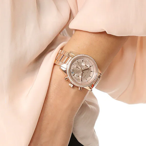 Đồng Hồ Nữ Michael Kors MK Ritz Chronograph Quartz Diamond Accent MK6475 Màu Vàng Gold - Đồng hồ - Vua Hàng Hiệu