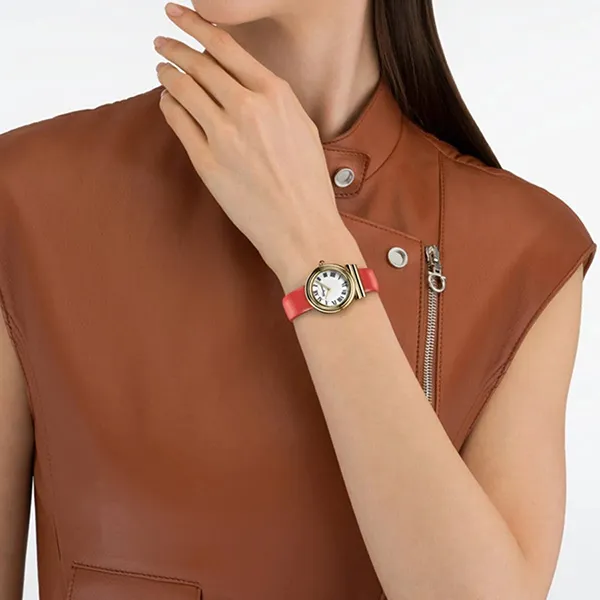 Đồng Hồ Nữ Salvatore Ferragamo Gancini Leather Watch SFMV00222 Màu Đỏ 28mm - Đồng hồ - Vua Hàng Hiệu