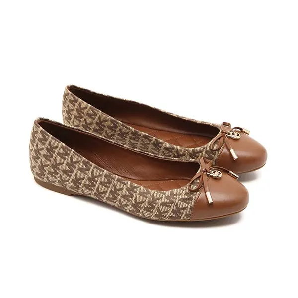 Giày Bệt Michael Kors MK Ballerina Melody Logo Allover Màu Nâu Họa Tiết