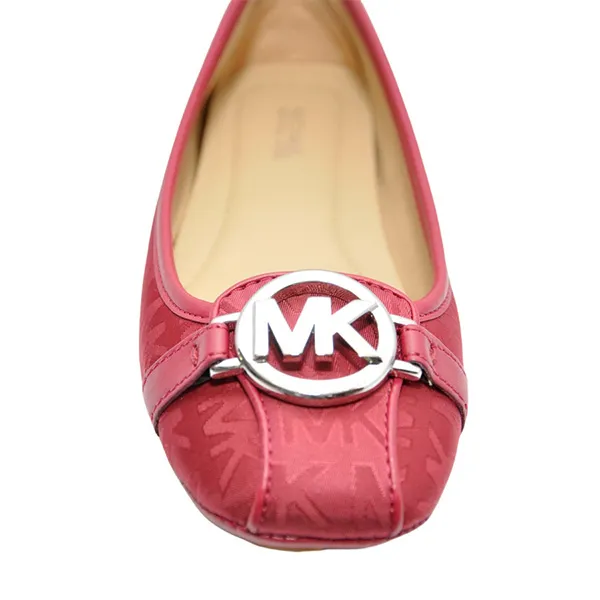 Giày Bệt Michael Kors MK Fulton Jacquard Moccasin Logo Moc Loafer Flat Berry Màu Đỏ Đô Size 36.5