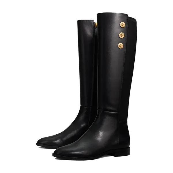 Giày Boot Tory Burch Naomi 25 Leather Tall Boot In Black Màu Đen Size 36 - Giày - Vua Hàng Hiệu
