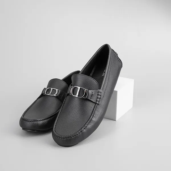 Giày Lười Dior Plain Leather Logo Oxfords 3LO114YJK 969 Màu Đen Size 43