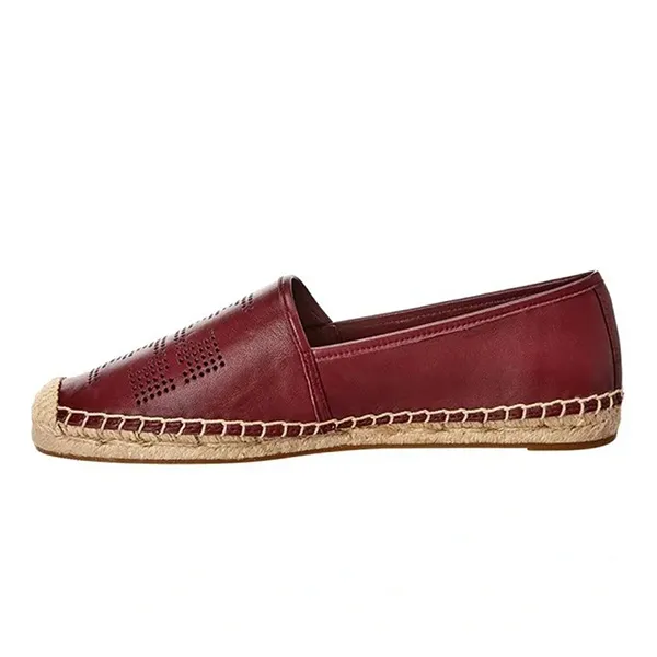 Giày Lười Tory Burch Wine Perforated Espadrille 50966 Màu Đỏ Đô Size 35.5 - Giày - Vua Hàng Hiệu