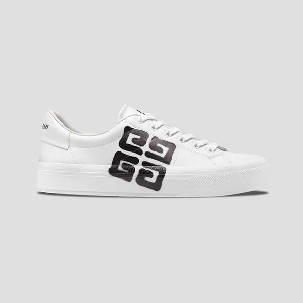 Giày Sneakers Givenchy City Sport Tag Effect 4G Print Black White BH005VH13P 116 Màu Trắng Size 41.5