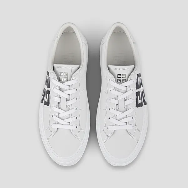 Giày Sneakers Givenchy City Sport Tag Effect 4G Print Black White BH005VH13P 116 Màu Trắng Size 41.5