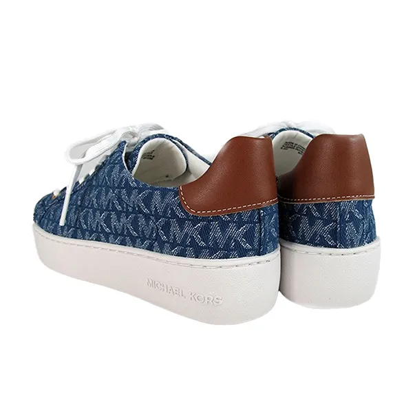 Giày Thể Thao Nữ Michael Kors MK Poppy Lace Màu Xanh Navy Size 37.5