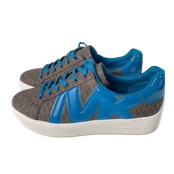 Giày Thể Thao Nữ Michael Kors Women's Blue Poppy Logo And Faux Patent Leather Sneaker Phối Màu Size 38.5 - 4