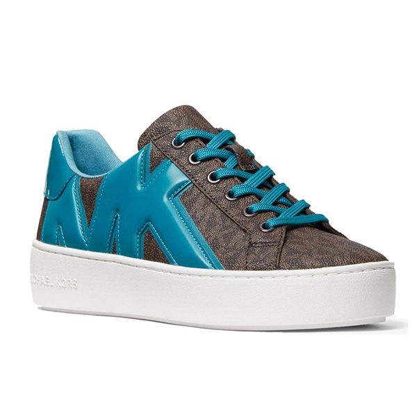 Giày Thể Thao Nữ Michael Kors Women's Blue Poppy Logo And Faux Patent Leather Sneaker Phối Màu Size 38.5 - 1