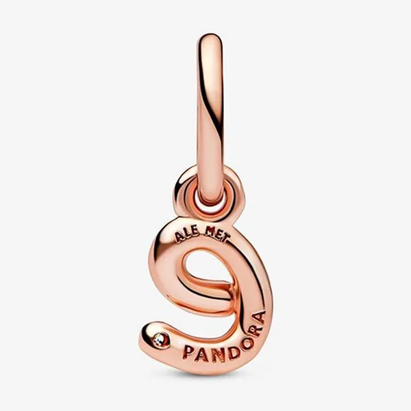 Hạt Vòng Charm Pandora Letter E Script Alphabet Dangle Charm 782463C01 Màu Vàng Hồng