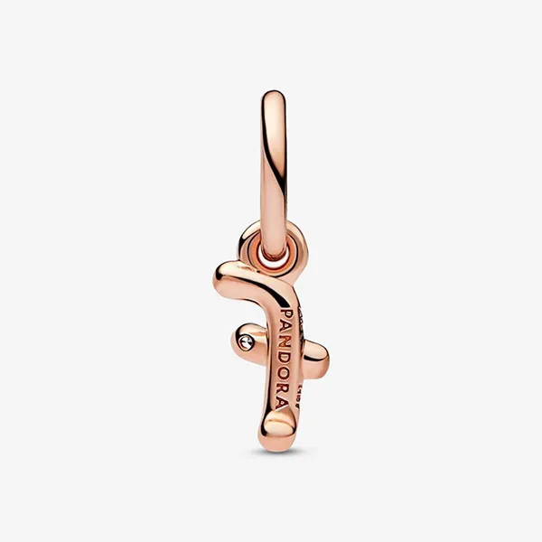 Hạt Vòng Charm Pandora Letter F Script Alphabet Dangle Charm 782532C01 Màu Vàng Hồng