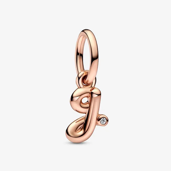 Hạt Vòng Charm Pandora Letter G Script Alphabet Dangle Charm 782535C01 Màu Vàng Hồng