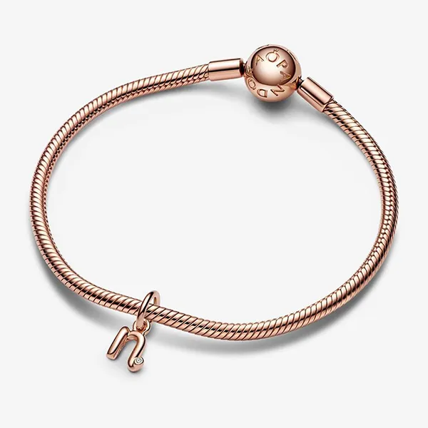 Hạt Vòng Charm Pandora Letter N Script Alphabet Dangle Charm 782475C01 Màu Vàng Hồng - Trang sức - Vua Hàng Hiệu