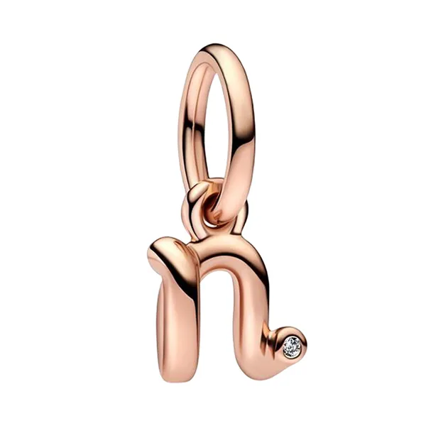 Hạt Vòng Charm Pandora Letter N Script Alphabet Dangle Charm 782475C01 Màu Vàng Hồng - Trang sức - Vua Hàng Hiệu