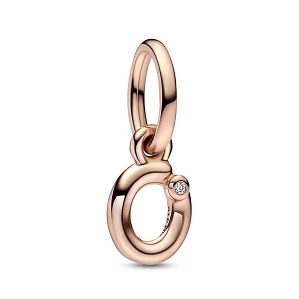Hạt Vòng Charm Pandora Letter O Script Alphabet 782468C01 Màu Vàng Hồng