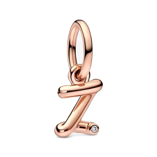Hạt Vòng Charm Pandora Letter z Script Alphabet Dangle 782458C01 Màu Vàng Hồng