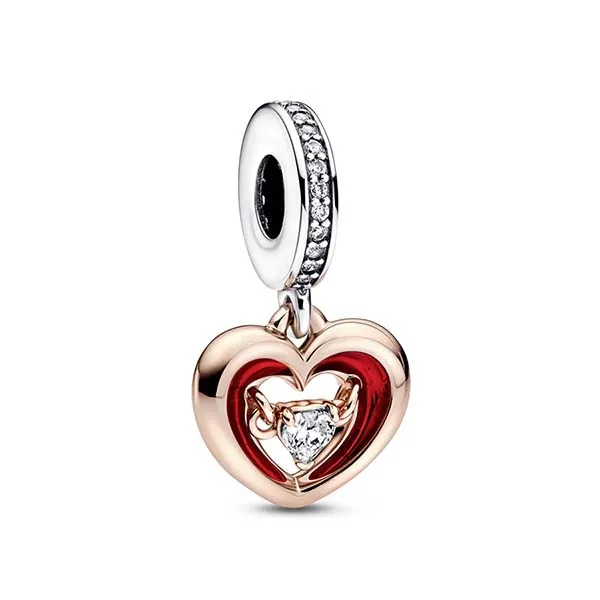Hạt Vòng Charm Pandora Two-Tone Radiant Heart Dangle 782450C01 Phối Màu