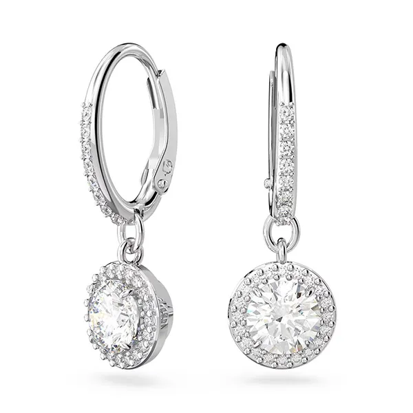 Khuyên Tai Swarovski Constella Drop Earrings Round Cut, Pavé, White, Rhodium Plated 5636270 Màu Bạc - Trang sức - Vua Hàng Hiệu