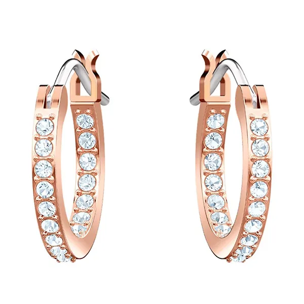 Khuyên Tai Nữ Swarovski Symbolic Hoop Earrings Evil Eye Blue Rose Gold Tone Plated 5492252 Màu Vàng Hồng