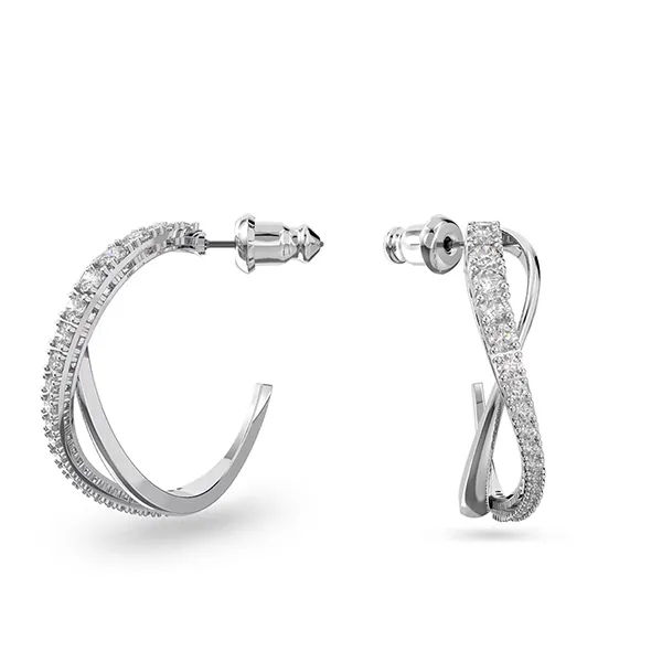 Khuyên Tai Swarovski Twist Hoop Earringswhite, Rhodium Plated 5563908 Màu Trắng - Trang sức - Vua Hàng Hiệu