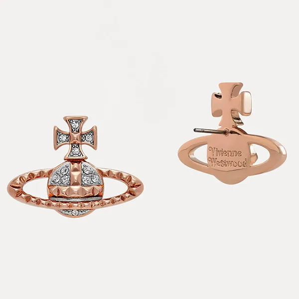 Khuyên Tai Vivienne Westwood Mayfair Bas Relief Earrings Màu Vàng Hồng