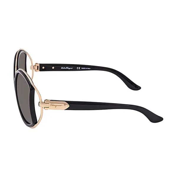 Kính Mát Salvatore Ferragamo Grey Gradient Round Sunglasses SF719S 001 52 Màu Xám Vàng