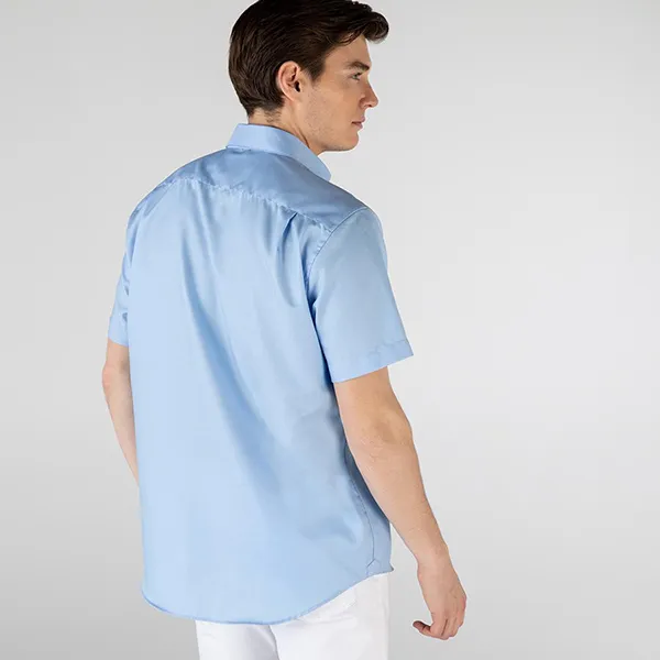 Áo Sơ Mi Cộc Tay Lacoste Men's Regular Fit Mini Piqué Shirt CH9612 00 NSV Màu Xanh Blue Size S