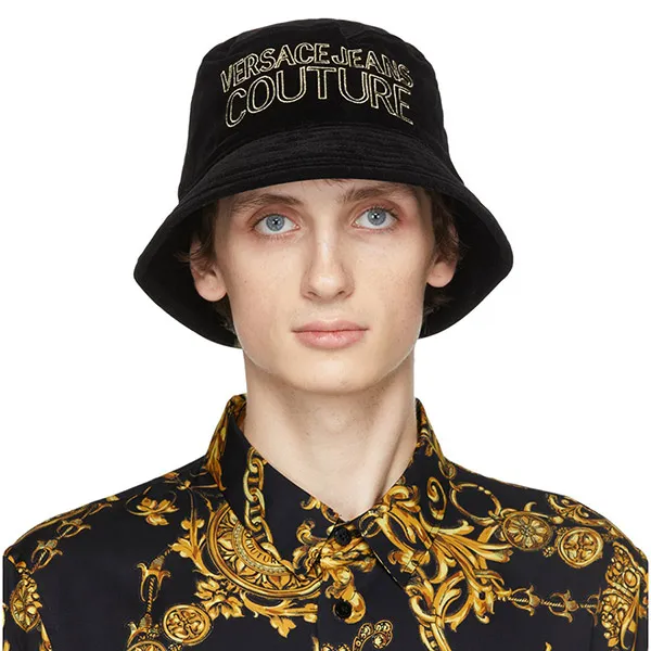 Mũ Bucket Versace Jeans Couture Velvet Bucket Hat Màu Đen - Mũ nón - Vua Hàng Hiệu
